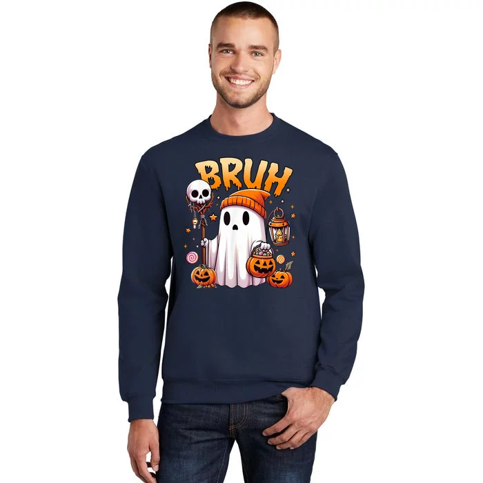 Bruh Ghost Halloween Cute Ghost Trick Or Treat Tall Sweatshirt