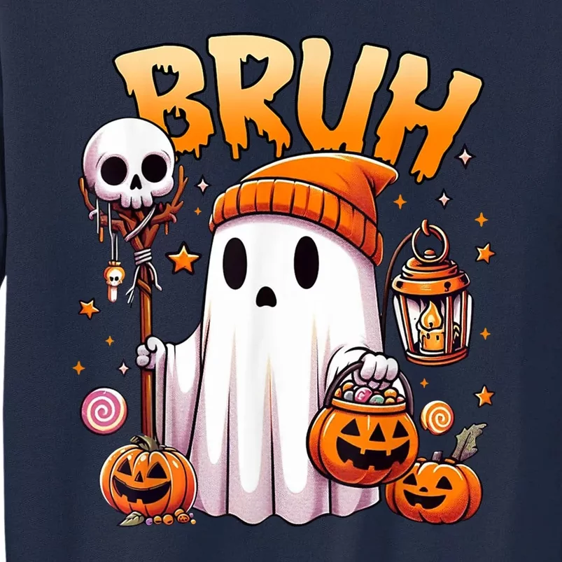 Bruh Ghost Halloween Cute Ghost Trick Or Treat Tall Sweatshirt