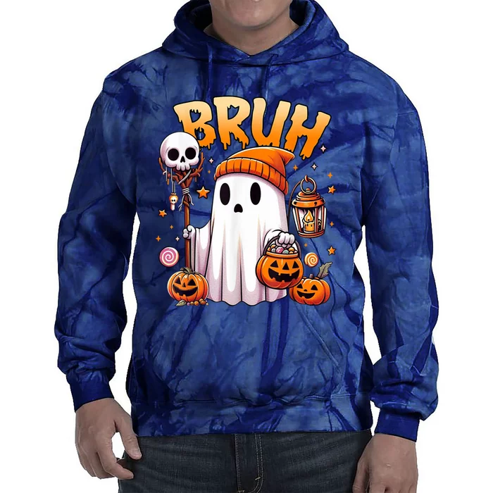 Bruh Ghost Halloween Cute Ghost Trick Or Treat Tie Dye Hoodie