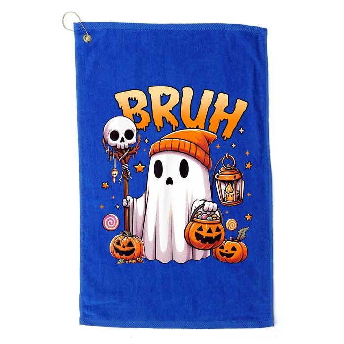 Bruh Ghost Halloween Cute Ghost Trick Or Treat Platinum Collection Golf Towel