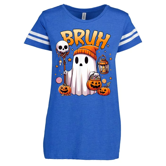 Bruh Ghost Halloween Cute Ghost Trick Or Treat Enza Ladies Jersey Football T-Shirt