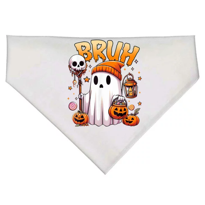 Bruh Ghost Halloween Cute Ghost Trick Or Treat USA-Made Doggie Bandana