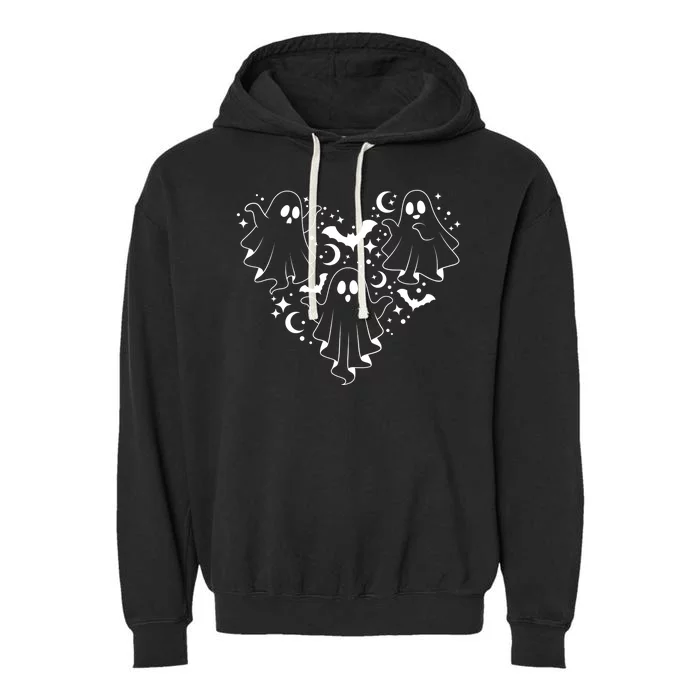 Boo Ghost Heart Halloween Festive Garment-Dyed Fleece Hoodie