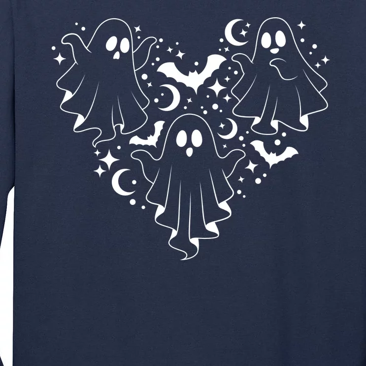 Boo Ghost Heart Halloween Festive Tall Long Sleeve T-Shirt