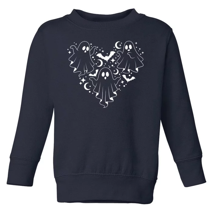 Boo Ghost Heart Halloween Festive Toddler Sweatshirt