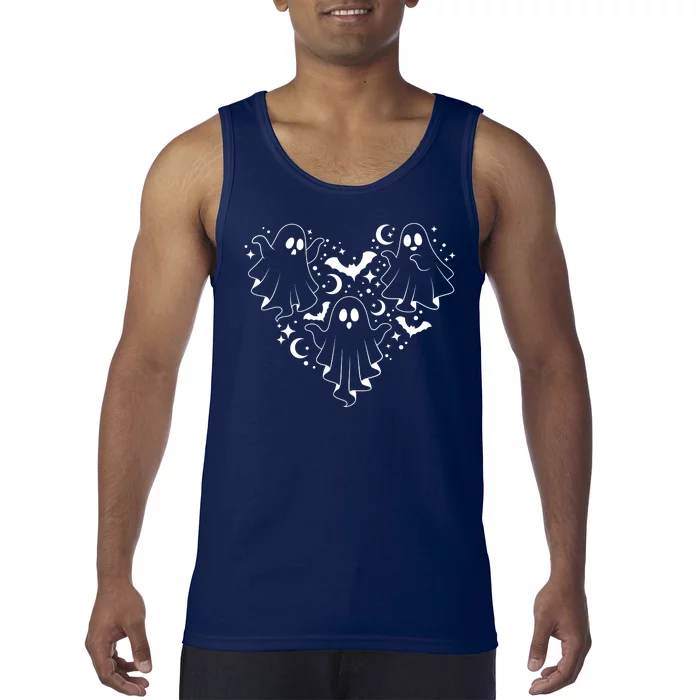 Boo Ghost Heart Halloween Festive Tank Top