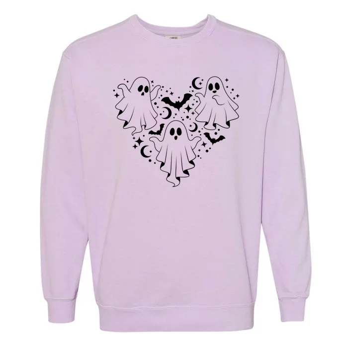 Boo Ghost Heart Halloween Festive Garment-Dyed Sweatshirt