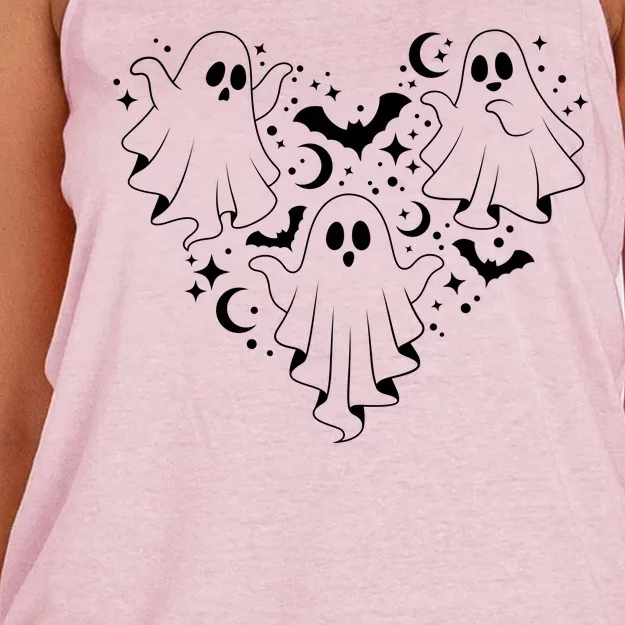 Boo Ghost Heart Halloween Festive Women's Knotted Racerback Tank