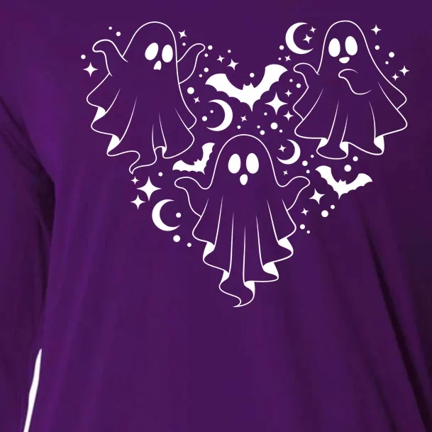 Boo Ghost Heart Halloween Festive Cooling Performance Long Sleeve Crew