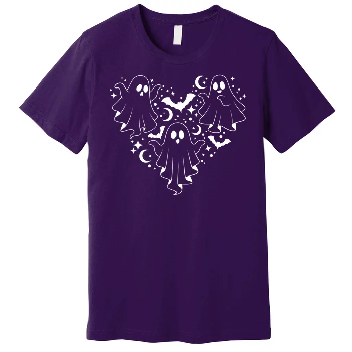 Boo Ghost Heart Halloween Festive Premium T-Shirt