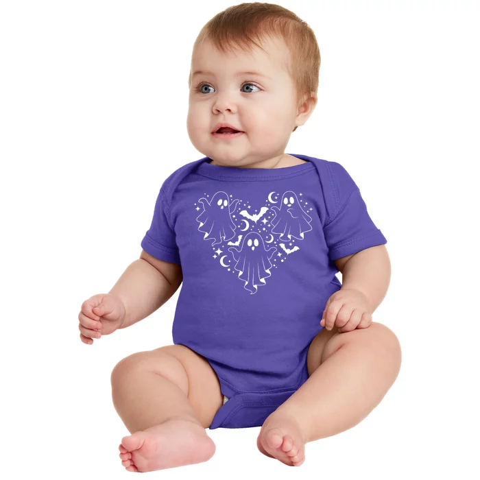 Boo Ghost Heart Halloween Festive Baby Bodysuit