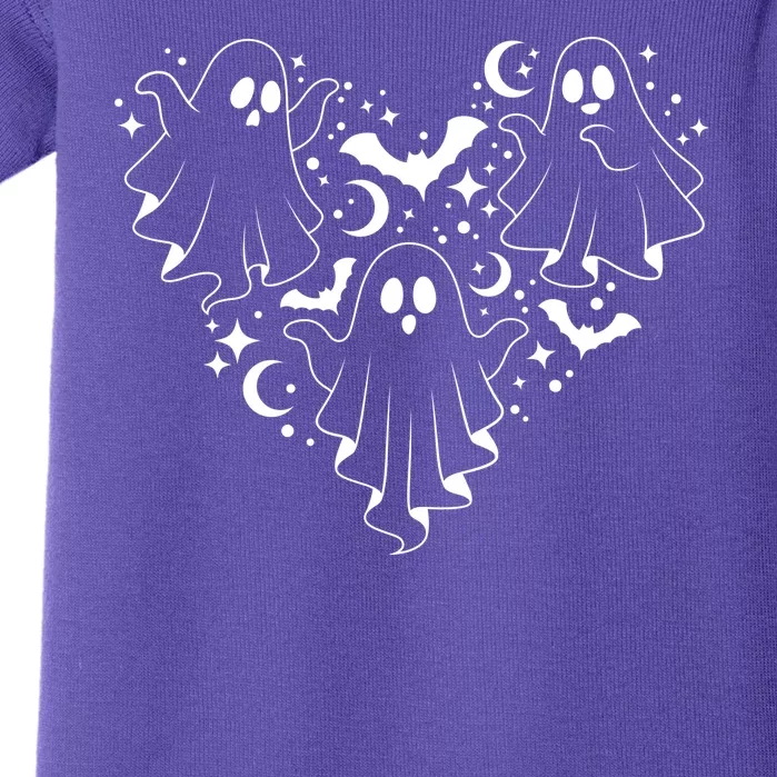 Boo Ghost Heart Halloween Festive Baby Bodysuit