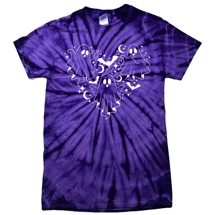 Boo Ghost Heart Halloween Festive Tie-Dye T-Shirt