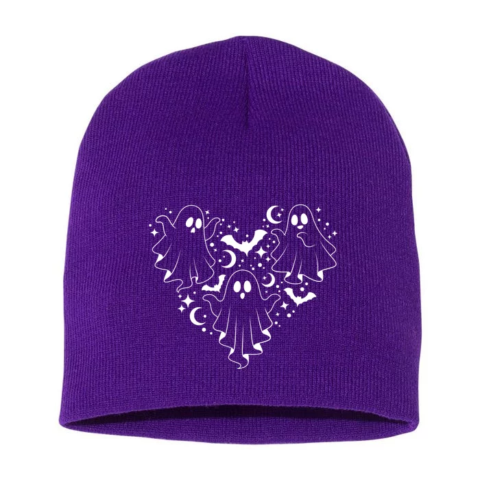 Boo Ghost Heart Halloween Festive Short Acrylic Beanie