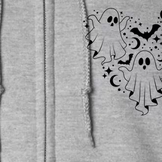 Boo Ghost Heart Halloween Festive Full Zip Hoodie