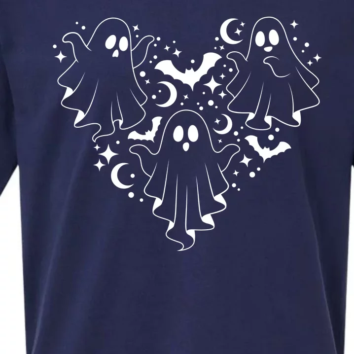 Boo Ghost Heart Halloween Festive Sueded Cloud Jersey T-Shirt