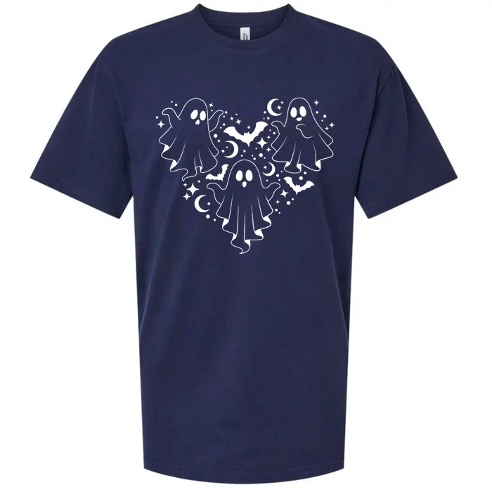 Boo Ghost Heart Halloween Festive Sueded Cloud Jersey T-Shirt