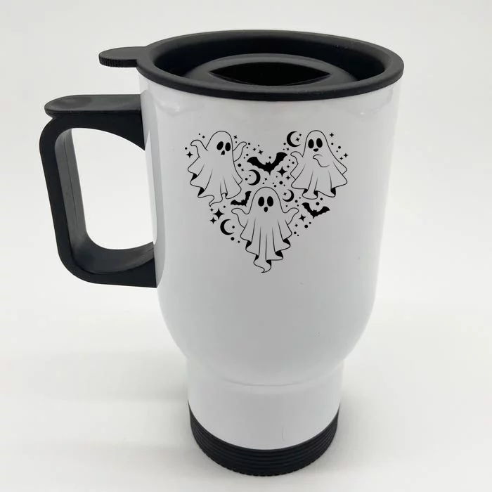 Boo Ghost Heart Halloween Festive Front & Back Stainless Steel Travel Mug