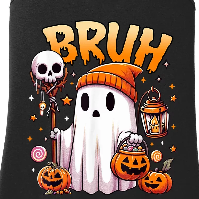 Bruh Ghost Halloween Cute Ghost Trick Or Treat Candy Ladies Essential Tank