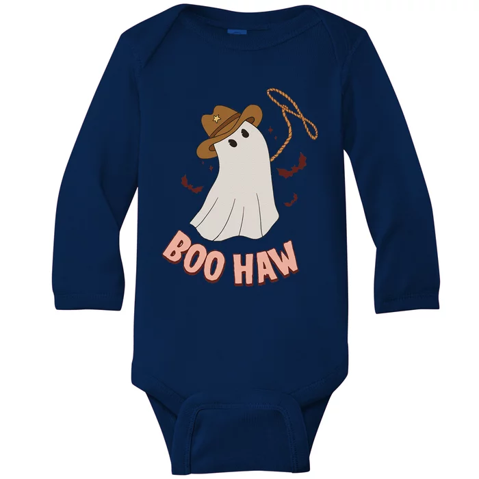 BooHaw Ghost Halloween Cowboy Cowgirl Costume Retro Baby Long Sleeve Bodysuit