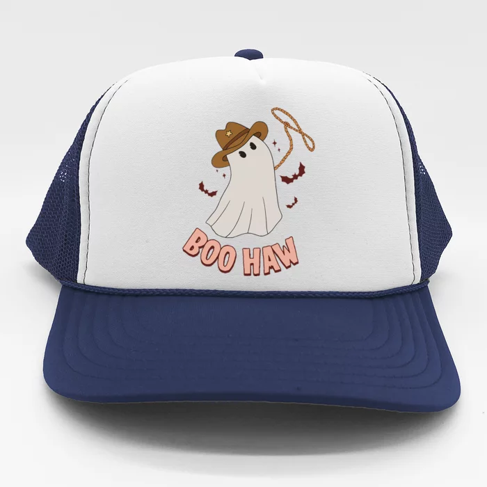 BooHaw Ghost Halloween Cowboy Cowgirl Costume Retro Trucker Hat