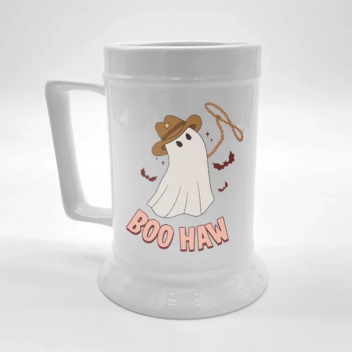 BooHaw Ghost Halloween Cowboy Cowgirl Costume Retro Front & Back Beer Stein