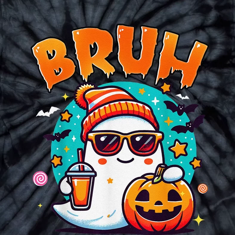 Bruh Ghost Halloween Cute Ghost Trick Or Treat Candy Tie-Dye T-Shirt