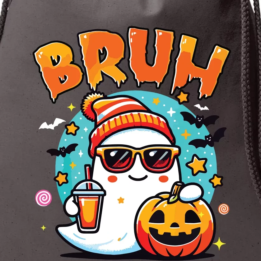 Bruh Ghost Halloween Cute Ghost Trick Or Treat Candy Drawstring Bag