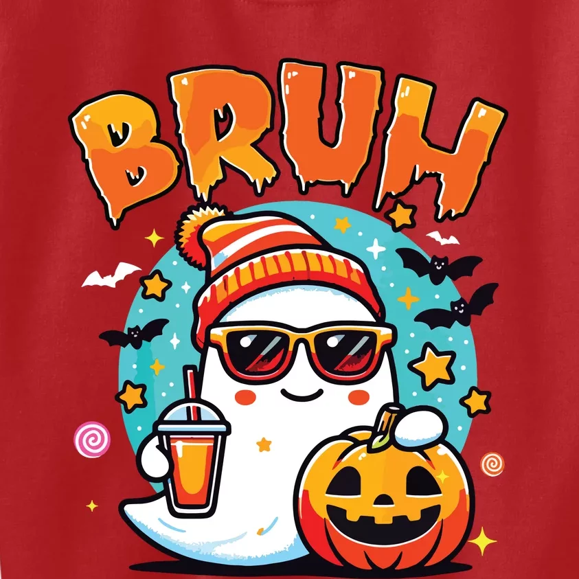 Bruh Ghost Halloween Cute Ghost Trick Or Treat Candy Kids Sweatshirt