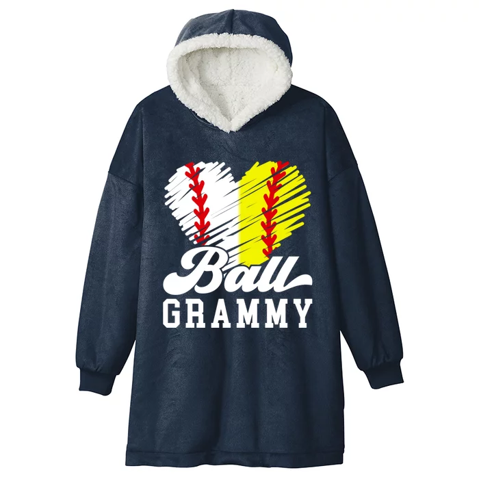 Ball Grammy Heart Baseball Softball Grammy Grandma Gift Hooded Wearable Blanket