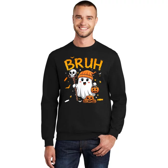 Bruh Ghost Halloween Cute Ghost Candy Funny Halloween Sweatshirt