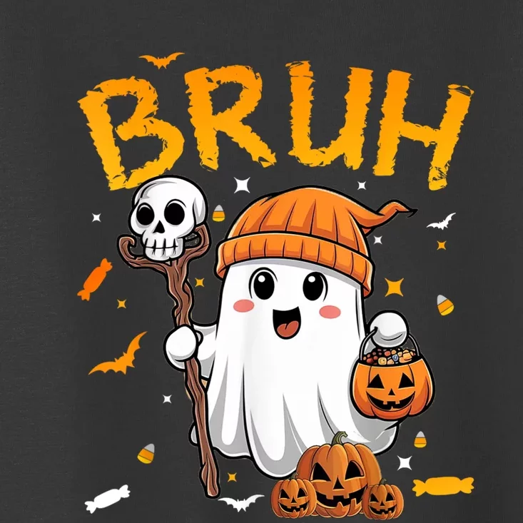 Bruh Ghost Halloween Cute Ghost Candy Funny Halloween Toddler T-Shirt