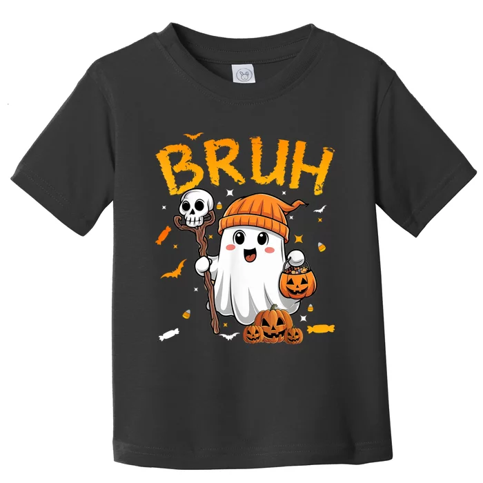 Bruh Ghost Halloween Cute Ghost Candy Funny Halloween Toddler T-Shirt