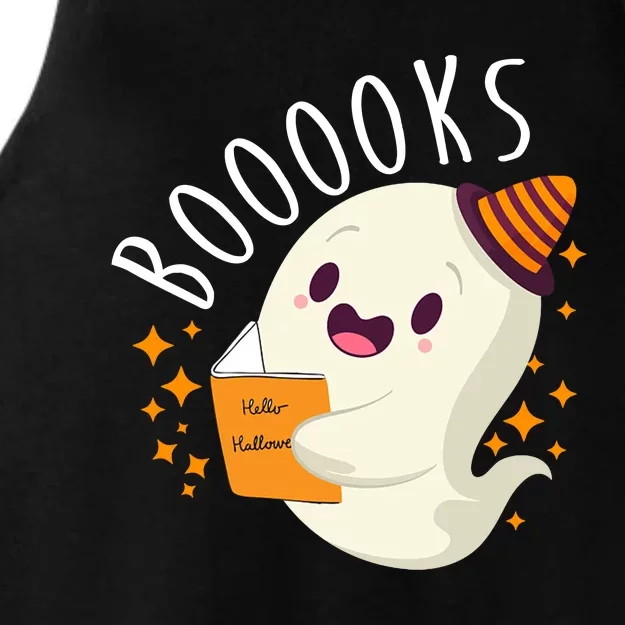 Books Ghost Halloween Cute Funny Ladies Tri-Blend Wicking Tank