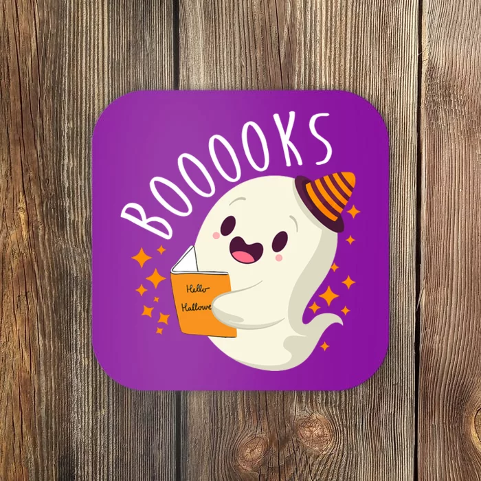 Books Ghost Halloween Cute Funny Coaster