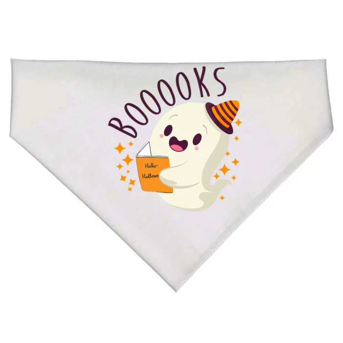 Books Ghost Halloween Cute Funny USA-Made Doggie Bandana