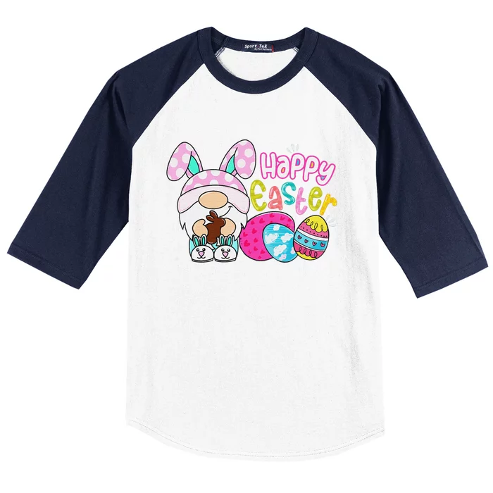 Bunny Gnome Hug Easter Eggs Hunting Happy Easter Day Baseball Sleeve Shirt