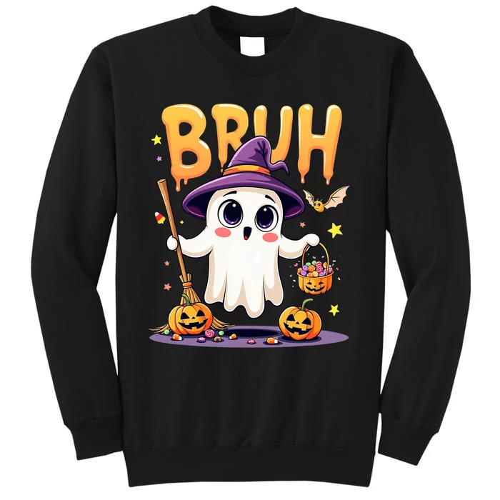 Bruh Ghost Halloween Trick Or Treat Funny Tall Sweatshirt