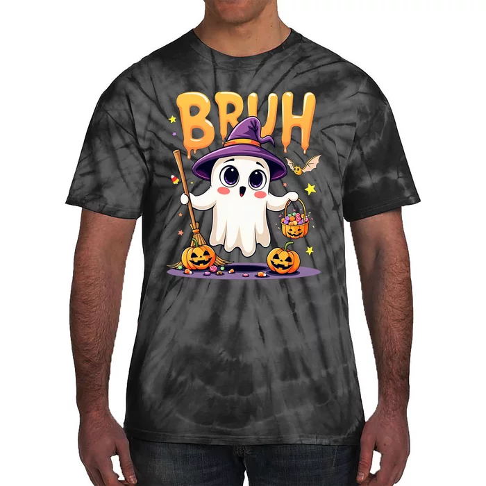 Bruh Ghost Halloween Trick Or Treat Funny Tie-Dye T-Shirt