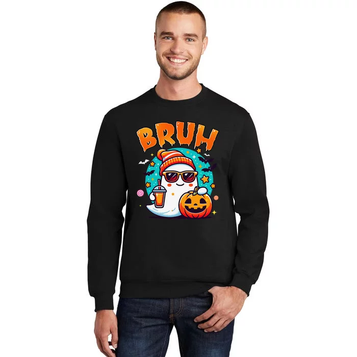 Bruh Ghost Halloween Cute Ghost Trick Or Treat Candy Gift Tall Sweatshirt