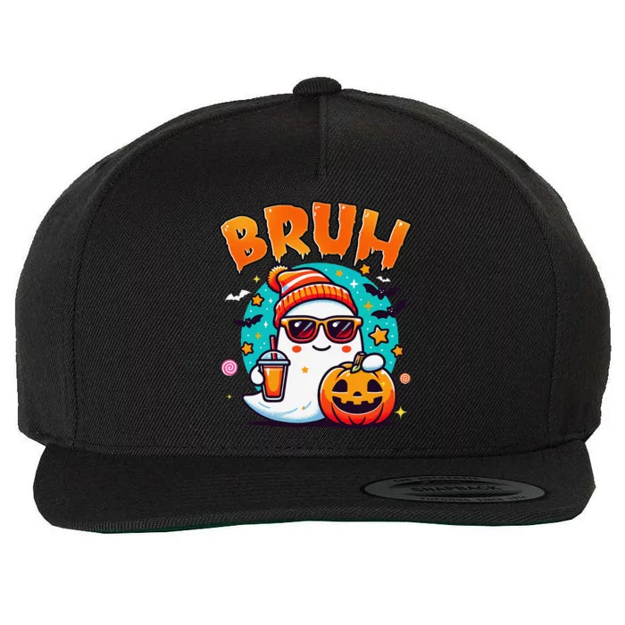 Bruh Ghost Halloween Cute Ghost Trick Or Treat Candy Gift Wool Snapback Cap