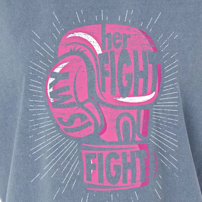 Boxing Gloves Her Fight Is My Fight Breast Cancer Awareness Gift Garment-Dyed Women's Muscle Tee