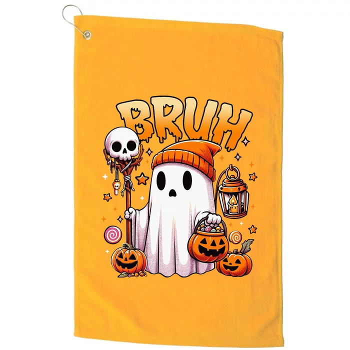 Bruh Ghost Halloween Cute Ghost Trick Or Treat Candy Platinum Collection Golf Towel