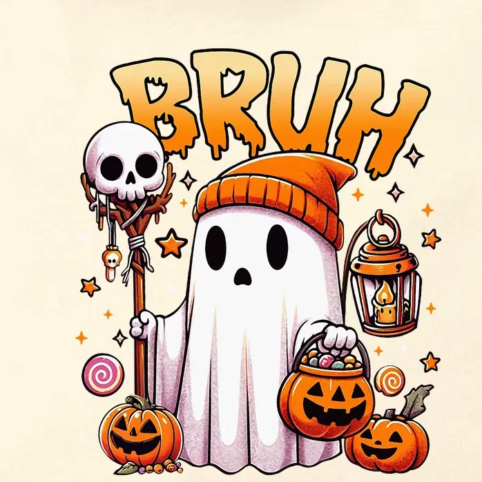 Bruh Ghost Halloween Cute Ghost Trick Or Treat Candy Zip Tote Bag