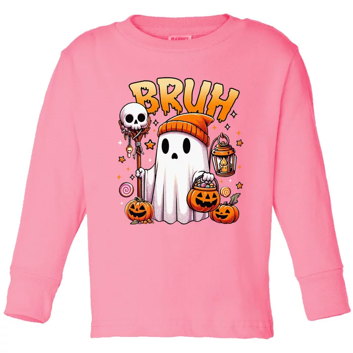 Bruh Ghost Halloween Cute Ghost Trick Or Treat Candy Toddler Long Sleeve Shirt