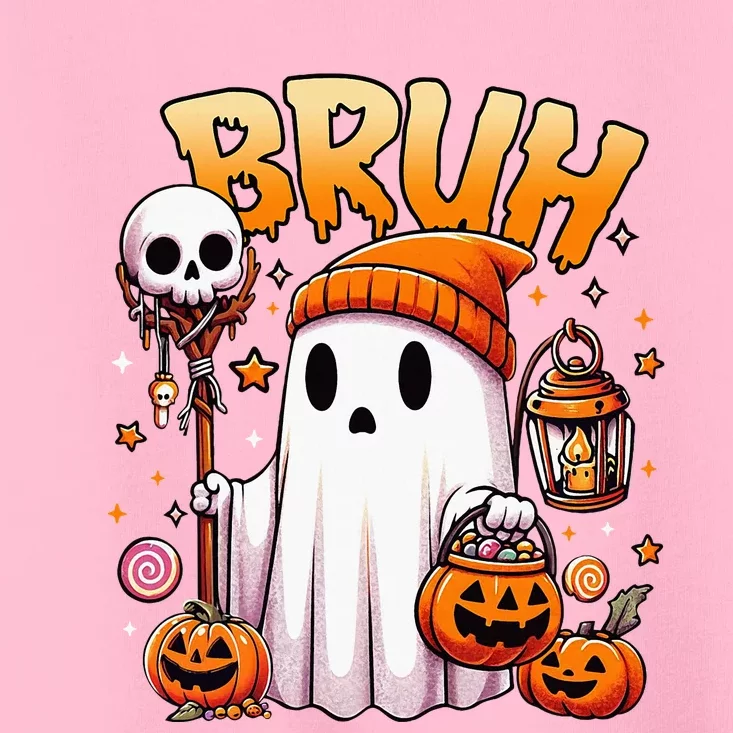 Bruh Ghost Halloween Cute Ghost Trick Or Treat Candy Toddler T-Shirt