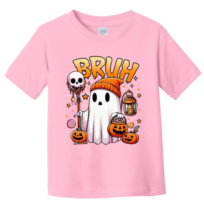 Bruh Ghost Halloween Cute Ghost Trick Or Treat Candy Toddler T-Shirt