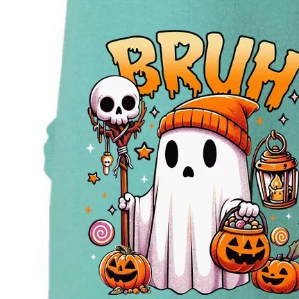 Bruh Ghost Halloween Cute Ghost Trick Or Treat Candy Doggie 3-End Fleece Hoodie