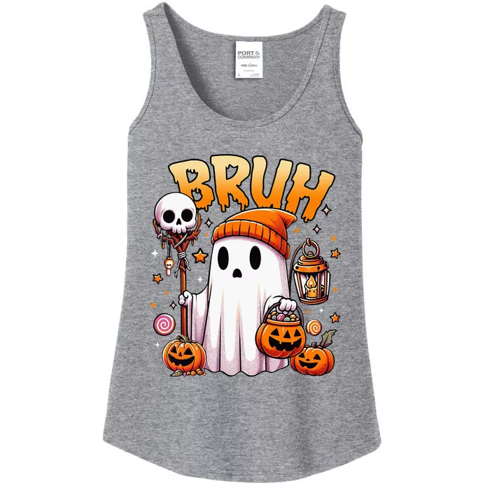 Bruh Ghost Halloween Cute Ghost Trick Or Treat Candy Ladies Essential Tank