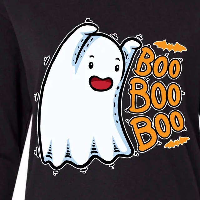 Boo Ghost Halloween Cute Womens Cotton Relaxed Long Sleeve T-Shirt